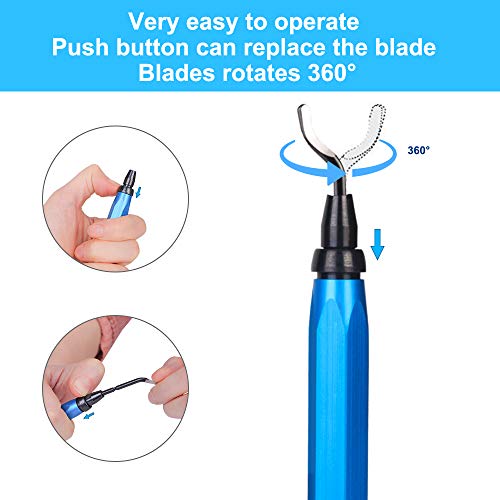 Deburring Tool, Deburrer with Metal Handle+11 HSS(Steel) Blades 360 Degree Rotatable Deburring Tool for Resin, Pipe Copper, Plastic, 3D Printer, PVC - WoodArtSupply