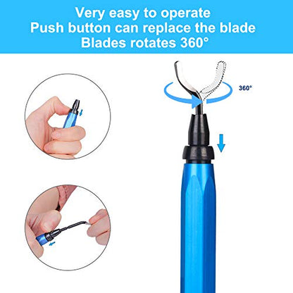 Deburring Tool, Deburrer with Metal Handle+11 HSS(Steel) Blades 360 Degree Rotatable Deburring Tool for Resin, Pipe Copper, Plastic, 3D Printer, PVC - WoodArtSupply