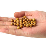 Prometis 200pcs 8mm Natural Sandalwood Round Beads Gorgeous Craft Handmade Polished Spacer Mala Pray Beads with Elastic Cord for Bracelets DIY Rosary Prometis