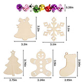 DIYASY Christmas Wood Ornaments for Crafts,60 Pcs DIY Unfinished Wood Cutouts Kit for Kids and Adults Christmas Trees Hanging Decoration DIYASY