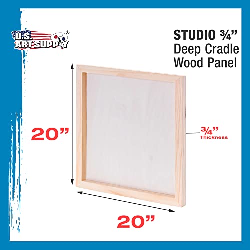 U.S. Art Supply 20" x 20" Birch Wood Paint Pouring Panel Boards, Studio 3/4" Deep Cradle (Pack of 2) - Artist Wooden Wall Canvases - Painting U.S. Art Supply