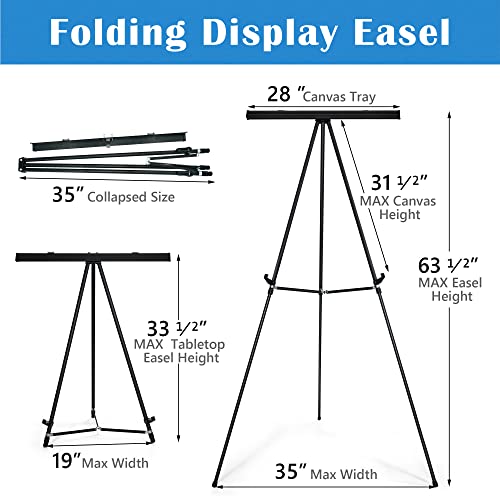 Falling in Art Aluminum Flip Chart Display Easel Stand with Adjustable Floor for Boardroom, Whiteboard, Paper Pads, Signage, 63 1/2'' High, Black,2 - WoodArtSupply