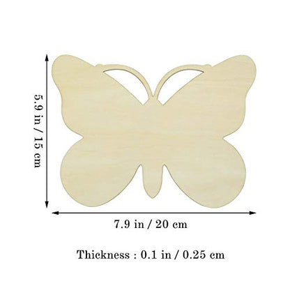 Blank Butterfly Wood Slices, Unfinished Wood Cutout,DIY Craft Ornaments Craft 6pcs