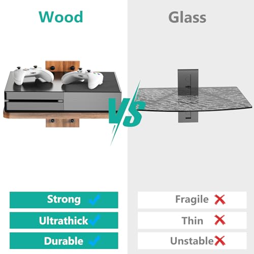 WALI Floating Projector Shelf for Wall, Wooden TV Shelf for DVD Players, Under TV, Cable Boxes and Game Consoles, Living Room TV Accessories Stand WALI