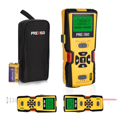 PREXISO 5-in-1 Stud Finder with Laser Level Marking & Ultrasound Distance Measure - Area, Volume, Addition | Wood, AC Wire Detector - Wall Scanner