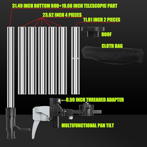FENORGAN 13.8 Ft./4.2 m Laser Level Pole ，tall tripod for laser level Interface 0.236and 0.598 inches，Adjustable Telescoping Laser Pole (13.7 foot FENORGAN