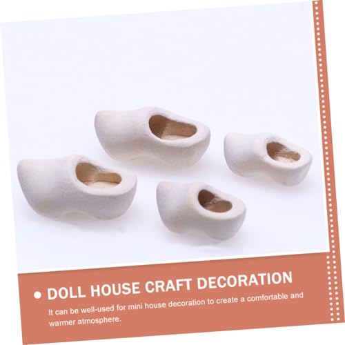 Zerodeko 2 Pairs Clogs Tiny Shoes Unfinished Doll Ornament Mini Unfinished Shoes Make Your Own Statue Dollhouse Sneaker Simple Mini Klompen Dollhouse Zerodeko