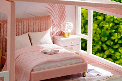Flever Wooden DIY Dollhouse Kit, 1:32 Scale Miniature with Furniture, Dust Proof Cover, Creative Craft Gift with The Nordic Apartmen for Lovers and