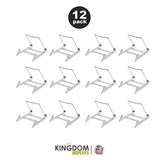 KINGDOM SOLUTIONS KS- 12 Pack Sturdy & Versatile Adjustable Plate Stand 4" x 4.75" - Made in USA Acrylic Easels to Display Plates, Frames, Photos, KINGDOM SOLUTIONS