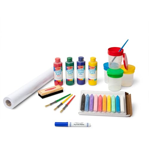 Melissa & Doug Easel Accessory Set - Paint, Cups, Brushes, Chalk, Paper, Dry-Erase Marker - FSC-Certified Materials Medium 19.3 x 11.1 x 5.0 Melissa & Doug