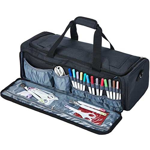 HOMEST Carrying Case for Cricut Explore Air 2/Cricut Maker/Maker 3, Carrier with Multi pockets for 12x12 Mats, Vinyl Rolls, Pens, other tools - WoodArtSupply