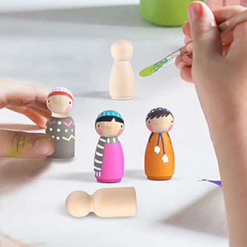 Tofficu 30pcs Unfinished Wooden Peg Dolls, Mini Wooden Peg People 35mm Wooden People Figures for DIY Painting Tofficu