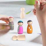 Tofficu 30pcs Unfinished Wooden Peg Dolls, Mini Wooden Peg People 35mm Wooden People Figures for DIY Painting Tofficu