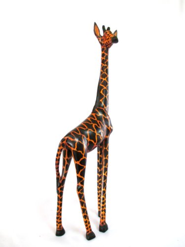 African Art 18" Hand Carved Wood Wooden Giraffe Sculpture Statue - Made in Kenya African Art