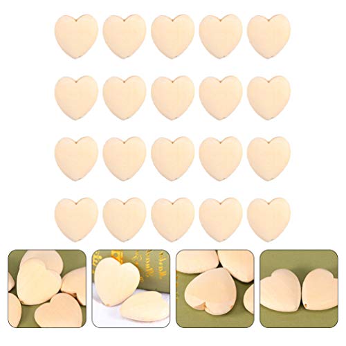 EXCEART 20Pcs Log Color Peach Heart Wooden Shapes to Paint Wooden Loose Beads Heart Wooden Embellishments Wooden Hearts for Wood Heart Cutouts Wood EXCEART