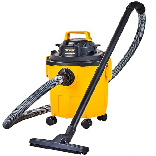 VEVOR Shop Vacuum Wet and Dry, 5 Gallon 6 Peak HP Wet/Dry Vac, Powerful Suction with Blower Function with Attachments 2-in-1 Crevice Nozzle, Small VEVOR