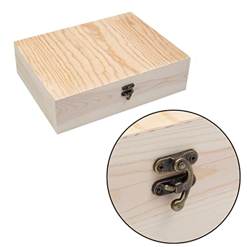 VIKOS Products (2-Pack) Unfinished Wooden Box with Hinged Lid for Crafts DIY Storage Jewelry Pine Box - 12" x 9" x 3.35" VIKOS Products