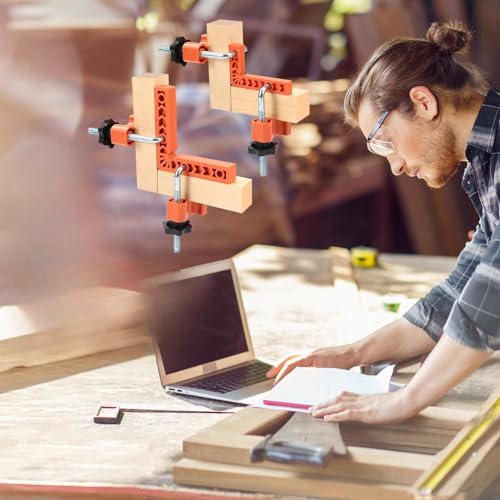 90 Degree Clamp,Positioning Squares,(3" 4") x 8 Right Angle Clamp with 8 Clamp,Corner clamps Woodworking Tool for Pictures Frames, Cabinets, Boxes ZTUKOMN