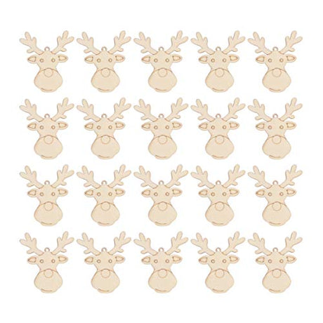 Holibanna 20pcs Unfinished Wooden Ornament Reindeer Hanging Embellishments Crafts for DIY Paint Holiday Decor Holibanna
