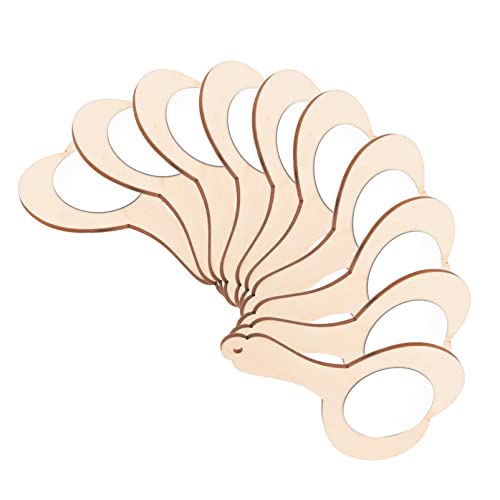 Sewroro 10pcs Small Wooden Mirror Childrens Arts Mirror Princess Mirror Unfinished Cosmetic Mirror Hand Held Vanity Mirror DIY Makeup Mirror Kids Kid Sewroro