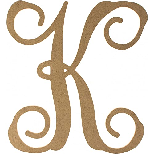 12" Vine Monogram Script Letter K - Door Hanger, Wall Decor, Alphabet for Birthday, Wedding, Baby Shower, Nursery (K) - WoodArtSupply