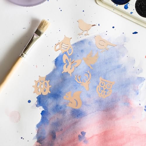 Operitacx 150pcs Unfinished Mini Wooden Ornaments Animal Theme Natural Wood Slices DIY Mini Wood Cutouts Ornaments Art Craft Classroom Decoration Operitacx