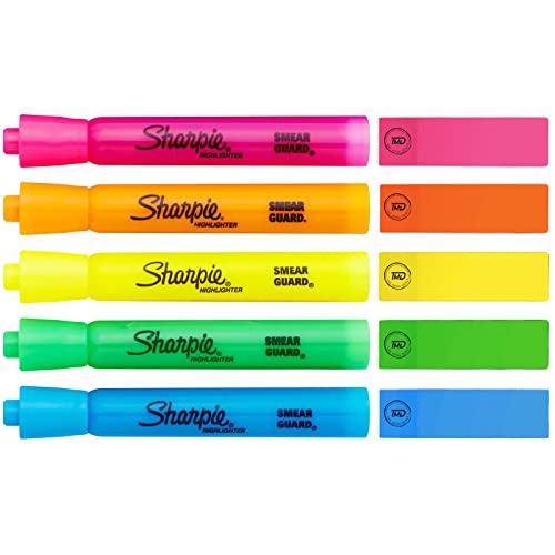 The Mega Deals Highlighters, 5pk Fluorescent Highlighters Assorted Colors. Great Bible and Pens No Bleed. Pink, Orange, Blue, Green Yellow. - WoodArtSupply