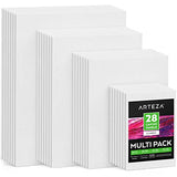 Arteza Canvases for Painting, Multipack of 28, 5 x 7, 8 x 10, 9 x 12, 11 x 14 Inches, Blank Canvas Boards, 100% Cotton, 8 oz Gesso-Primed, Art ARTEZA