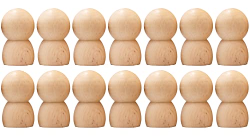 Wooden Peg Dolls Unfinished Male 2.6'' Lot 14 pcs - Wooden Peg People Unfinished - Blank Pegs Wooden Dolls for Painting - Wooden People Pegs for DIY