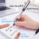 EYEYE 0.5mm Extra Fine Tip Pens Rollerball Black Pens Fine Point, Liquid Ink Roller Ball Pens Black Ink Rollering Ball Point pens, Black Free Ink EYEYE