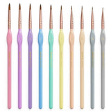 Nicpro 10PCS Micro Fine Detail Paint Brush Set, Macaron Pastel Small Miniature Fine Tip Detail Brushes Kit for Acrylic Oil Watercolor, Craft, Models, Nicpro
