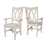 IC International Concepts Double X-Back Arms Chairs, Dining Height, Unfinished IC International Concepts