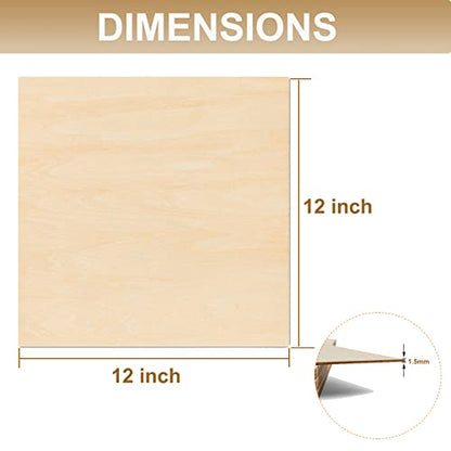 16 Packs 12 x 12 inch Unfinished Plywood Sheets, 1/16 inch Thin Wood Sheets Craft Wood Board Plywood for Crafts, Perfect for DIY Projects, Painting,