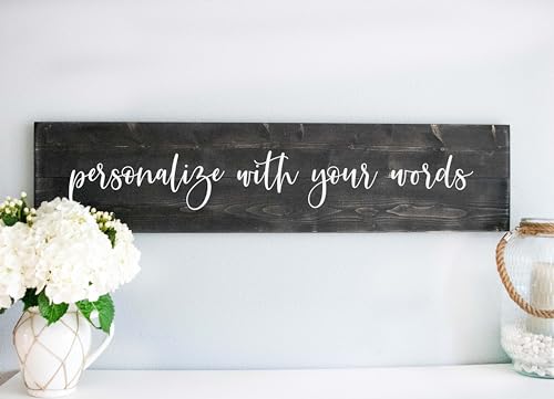 Personalized Text Words, Custom Farmhouse Wall Decor Horizontal Wood Sign Multiple Sizes and Colors Schafer Art Studio