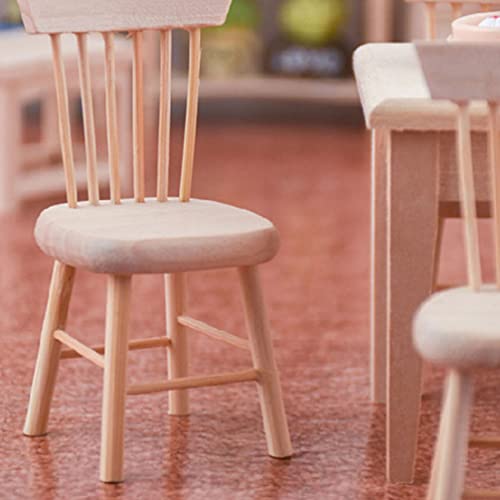 Toyvian Dollhouse Wooden Chair Miniature: 2 Pieces 1: 12 Unfinished Wood Chair- Mini Furniture Model Supplies for Miniature Dollhouse Accessories Toyvian
