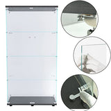 Zacis Modern 4-Tier Glass Display Cabinet with Two Doors for Living Room and Bedroom Zacis