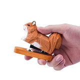 Yoption Wooden Animal Stapler, Squirrel Desktop Stitcher Handmade Wood Carving Statue Sculpture for Children School Office Stationery, Includes 1000 Yoption