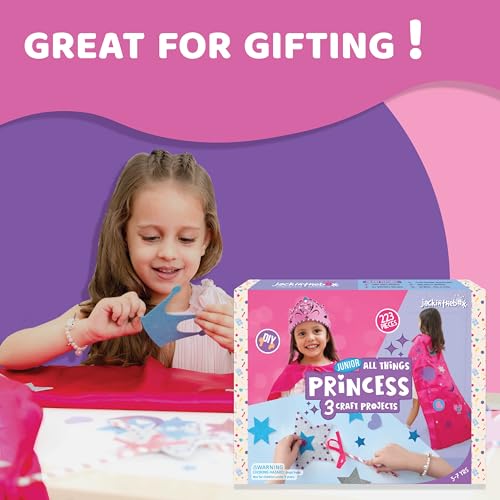 jackinthebox Princess Themed Arts and Crafts for Girls | Make a Cape, Tiara and Wand | Best Gift for Girls Ages 5 6 7 8 Years | 3 Craft Projects in 1 jackinthebox