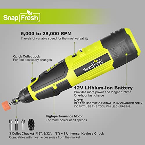 12V Cordless Rotary Tool Kit, 7 speeds, 77 Accessories, 2 attachments, Flex Shaft, Universal keyless chuck,1 hour Quick Charging, for Cutting, - WoodArtSupply