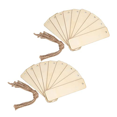 Operitacx 20 pcs Unfinished Wood Bookmark Rope Wooden Bookmark Decorate Ornaments Blank Bookmarks Pendant Listing Wood Hanging Tags Wooden Label Operitacx
