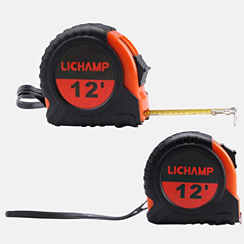 LICHAMP Tape Measure 12 ft, 8 Pack Bulk Easy Read Measuring Tape Retractable with Fractions 1/8, Measurement Tape 12-Foot by 1/2-Inch Lichamp