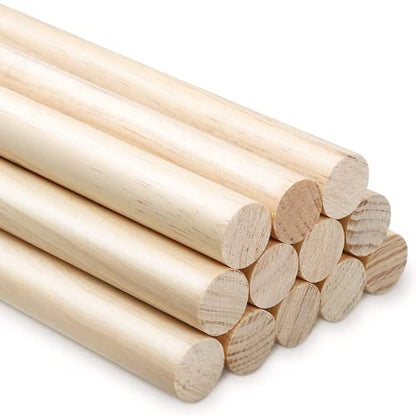 Pack of 12 Wooden Dowel Rods – 1/2 x 12 Inch Round Unfinished Wood Dowel Rod 12 Inch Wood Dowels 1/2 Inch Wooden Sticks for Crafts Wood Sticks Wooden