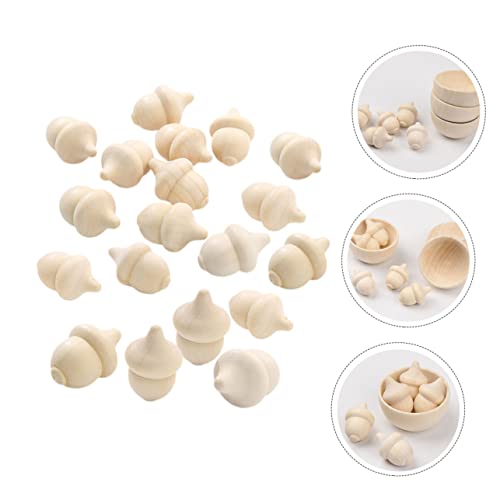 VILLCASE 60 pcs Woody Acorn Unfinished Wood Toys peg Dolls Acorns Wood Acorn Toy Mini Acorn Toys Unfinished Wood Crafts Home Supplies Wood Toys for VILLCASE