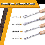 Schaaf Wood Carving Tools Set of 4 | Chisel Set with Canvas Case | Fishtail Gouges to Reach into Spaces Other Chisels Can’t | Razor Sharp CR-V 60 Schaaf Wood Carving Tools