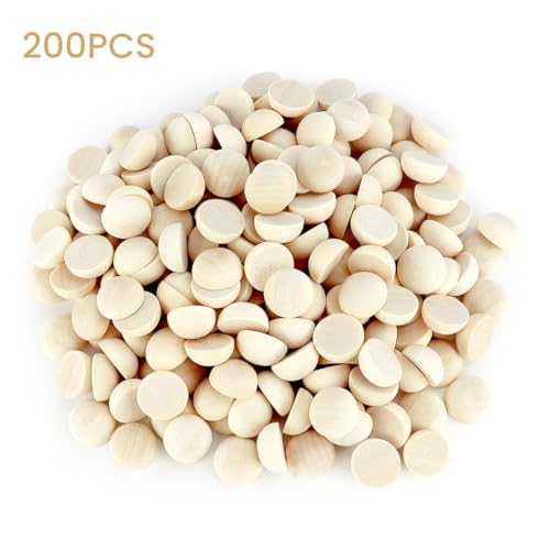 200 Pcs Half Wood Balls, Unfinished Round Split Wood Balls for Paint DIY Craft Kids Arts Toy Home Party Decoration (12mm) Tenalleys