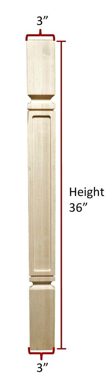 BingLTD - 36" Rubberwood Unfinished Hardwood Island Table Leg Post - 1 PC (K22300-FW-RW) - WoodArtSupply