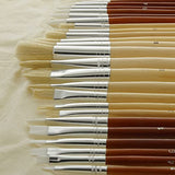 U.S. Art Supply 24-Piece Oil & Acrylic Artist Paint Brush Set with Long Handles, Canvas Brush Organizer Holder Roll-Up - Round, Flat Tips, Use for U.S. Art Supply