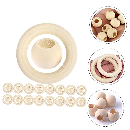 VILLCASE 1 Set Beaded Wood Ring Set Macrame Kits Macrame Making Tool Unfinished Smooth Wooden Ring Natural Wood Rings Small Wood Rings for Macrame VILLCASE