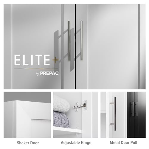 Prepac Elite Storage Accent Cabinet with Panel Doors, White Storage Cabinet, Bathroom Cabinet, Pantry Cabinet with 3 Shelves 16.5.5" D x 32" W x 65"