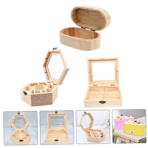 VILLFUL 3pcs Wooden Box Portable Jewelry Organizer Unfinished Jewelry Cabinet Ring Organizer for Jewelry Ear Ringing Jewelry for Women Necklace